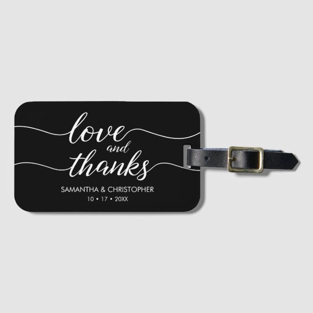 Étiquette À Bagage Amour et Merci Voyage thème Mariage Favor (Devant Horizontal)