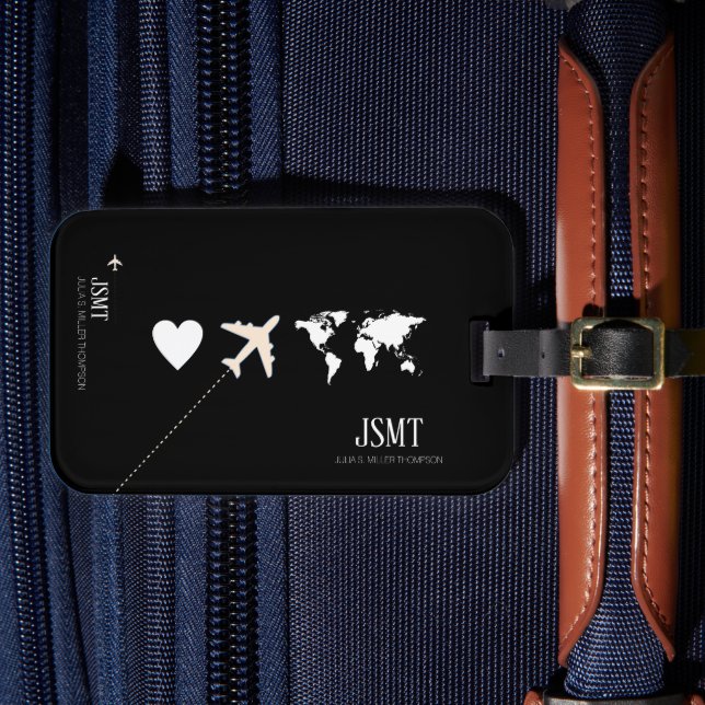 Étiquette À Bagage amour pour voyager dans le monde b/w (Insitu Rectoal 4)