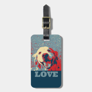 Étiquette À Bagage Amour stylisé de golden retriever