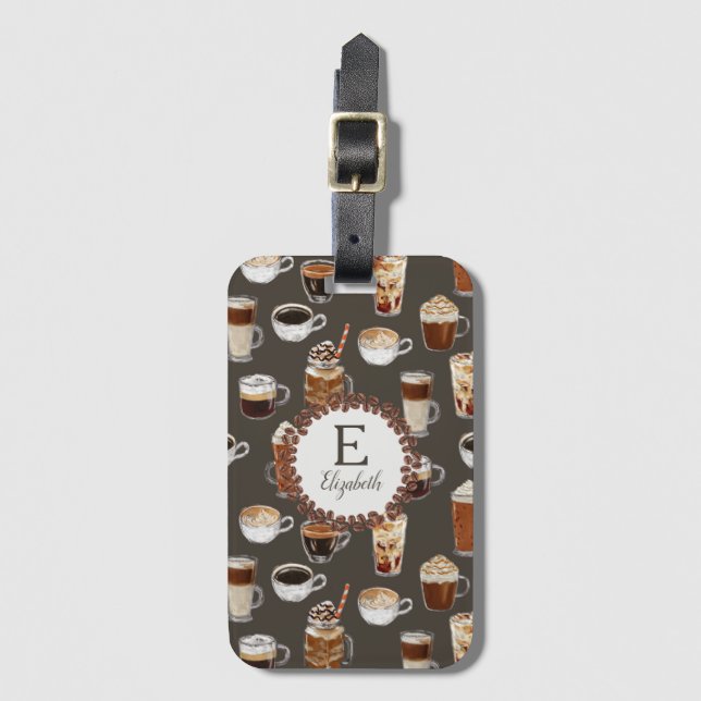 Étiquette À Bagage Amoureux de café Venti Monogramme (Devant Vertical)