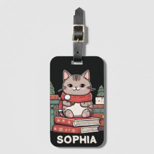 Étiquette À Bagage amoureux des chats d'amoureux du livre
