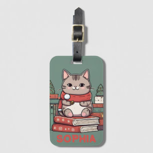 Étiquette À Bagage amoureux des chats d'amoureux du livre