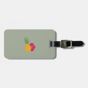 Étiquette À Bagage Ananas avec la fleur