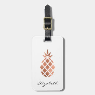 Étiquette À Bagage Ananas Faux Rose d'or personnalisé