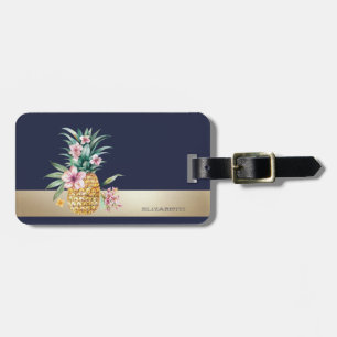 Étiquette À Bagage Ananas Floral, Grille