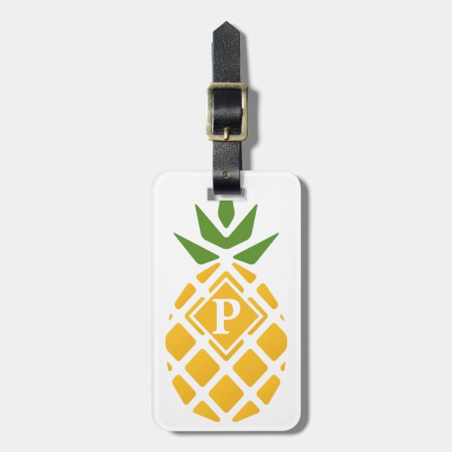 Étiquette À Bagage Ananas personnalisé | Arrière - plan blanc modifia (Devant Vertical)