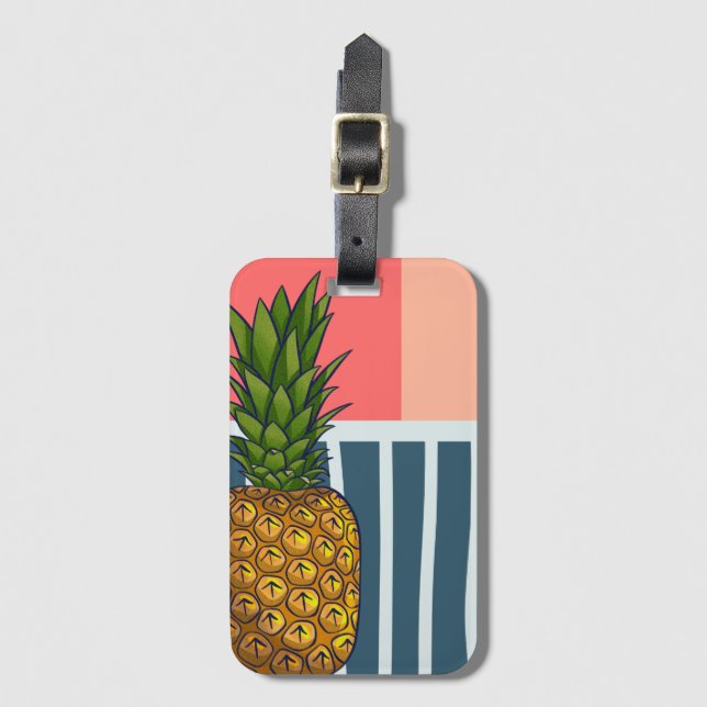 Étiquette À Bagage 'Ananas solitaire' | coloré (Devant Vertical)