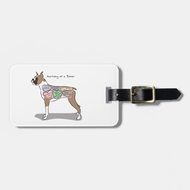 Étiquette À Bagage Anatomie des cadeaux d'un chien de boxeur (Devant horizontal)
