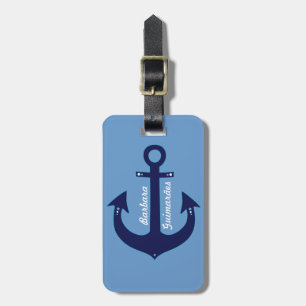 Étiquette À Bagage ancre bleue marine personnalisée