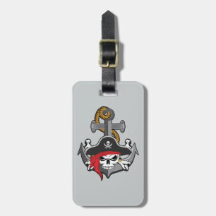 Étiquette À Bagage Ancre du crâne pirate