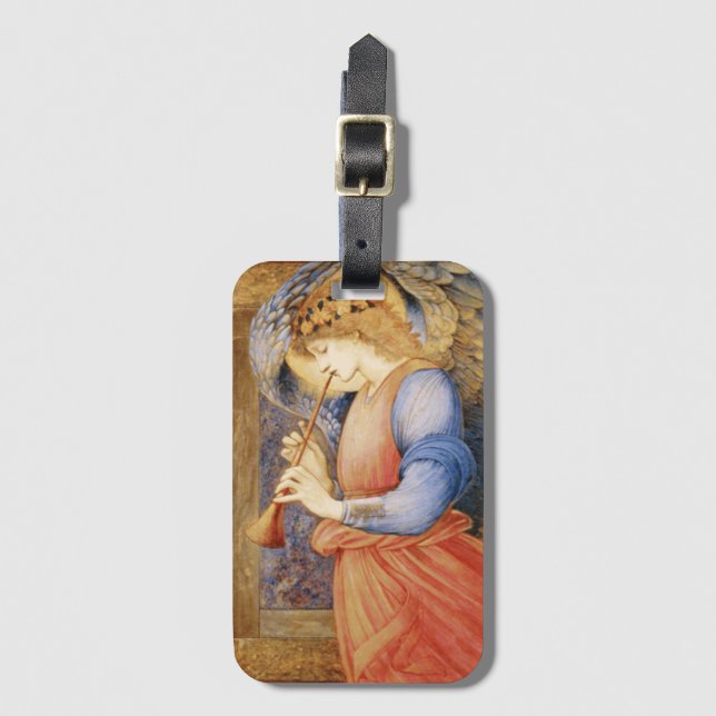Étiquette À Bagage Angel Playing a Flageolet (par Edward Burne-Jones) (Devant Vertical)
