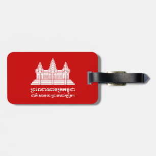 Étiquette À Bagage Angkor Vat Cambodgien / Khmer Drapeau avec devise