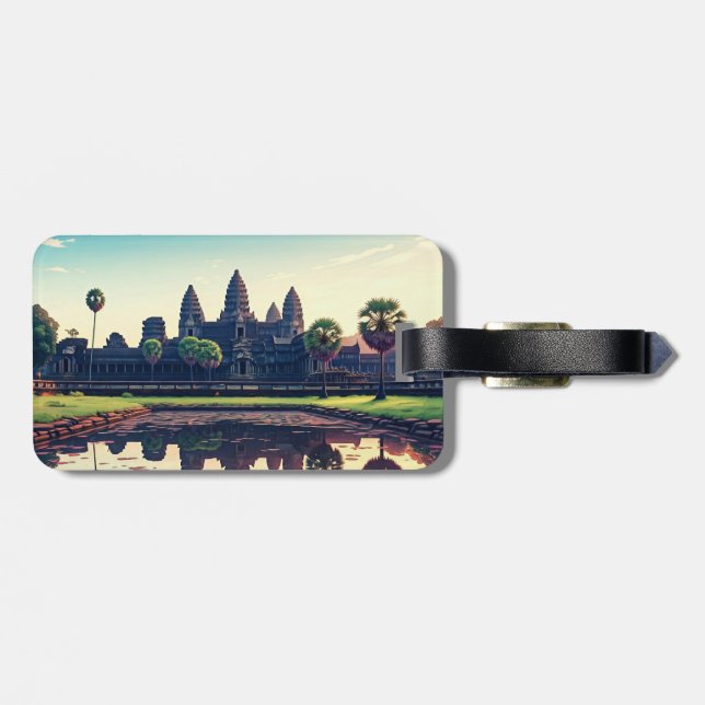 Étiquette À Bagage Angkor Wat Cambodia à Dawn (Dos horizontal)