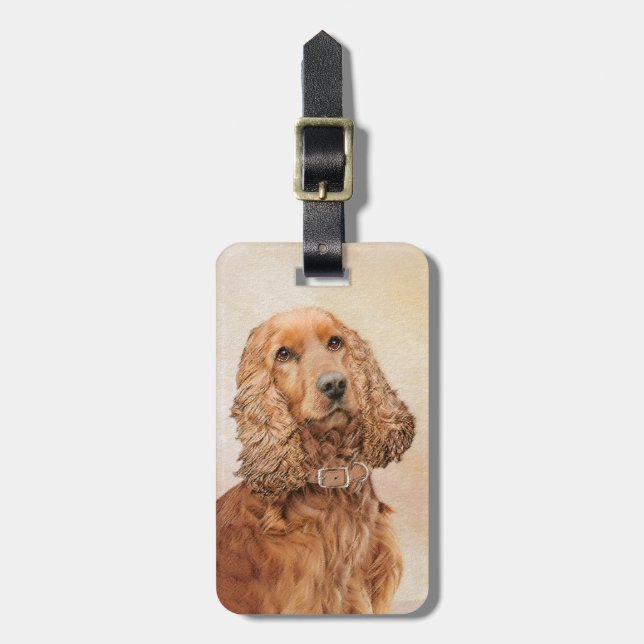 Étiquette À Bagage Anglais Cocker Peinture Espagnole - Art Chien orig (Devant Vertical)