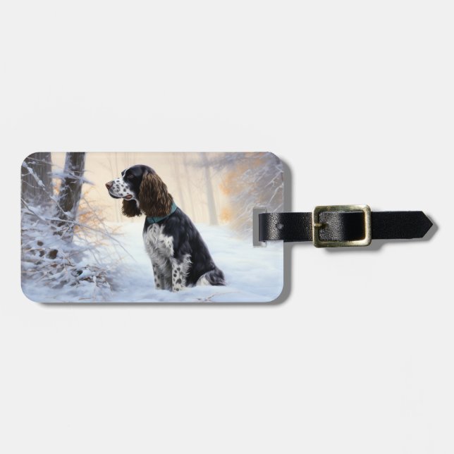 Étiquette À Bagage Anglais Springer Spaniel Laissez-le neiger Noël (Devant horizontal)
