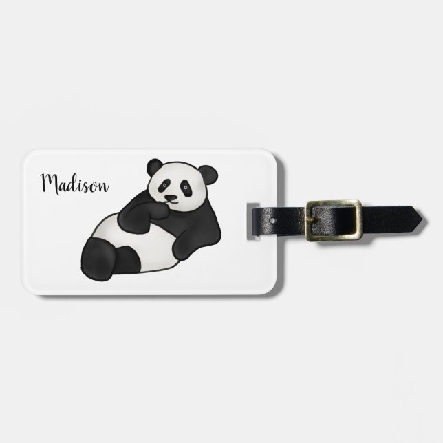 Étiquette À Bagage Animal drôle mignon du panda | (Devant horizontal)