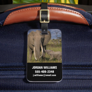 Étiquette À Bagage Animaux de bébés cutest   Amama Elephant Avec Bébé