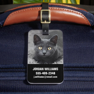 Étiquette À Bagage Animaux de bébés cutest   Chat gris