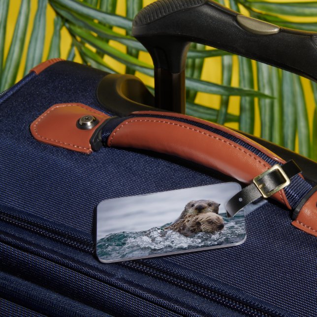 Étiquette À Bagage Animaux de bébés cutest | Otter Baby & Mère (Insitu Rectoal 3)