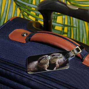 Étiquette À Bagage Animaux de bébés cutest   Otters tenant les mains