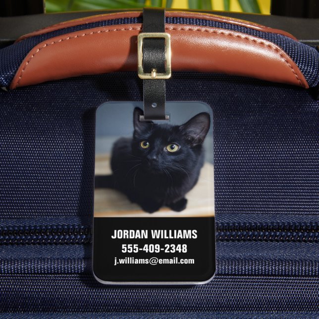 Étiquette À Bagage Animaux de bébés cutest | Portrait d'un chat noir (Insitu Rectoal 2)