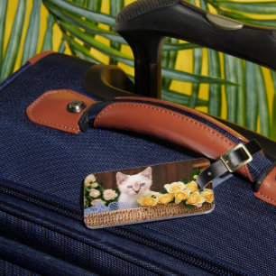 Étiquette À Bagage Animaux de bébés cutest   Roses chats et jaunes