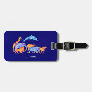 Étiquette À Bagage Animaux sauvages qui courent ensemble aquarelle co