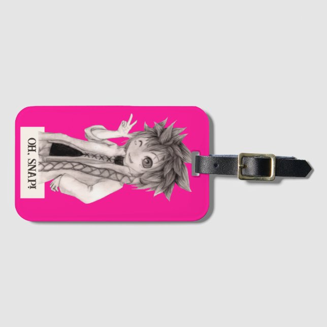 Étiquette À Bagage Anime Guy O SNAP, dessin original (Devant Horizontal)