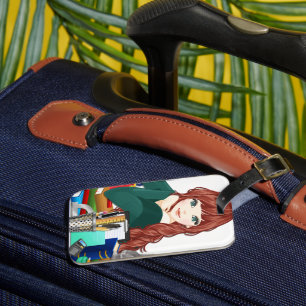 Étiquette À Bagage Anime Pretty Girl & Education avec Rabbit Travel