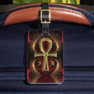 Étiquette À Bagage Ankh Gold Goddess Initiales personnalisées