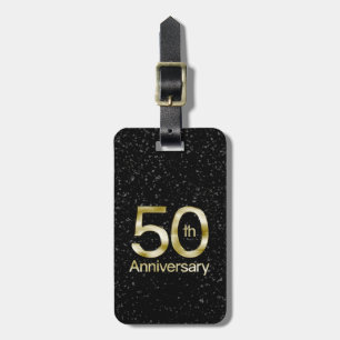 Étiquette À Bagage Anniversaire fascinant d'or cinquantième