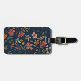 Étiquette À Bagage Antique aquarelle Imprimer floral sur marine