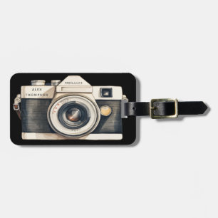 Étiquette À Bagage Appareil photo reflex illustré Photographe profess