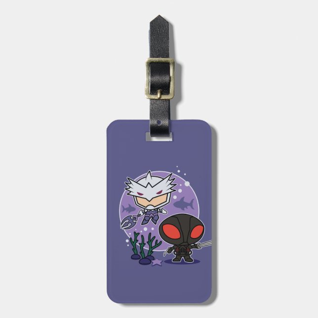 Étiquette À Bagage Aquaman | Chibi Orm & Black Manta Graphisme sous-m (Devant Vertical)