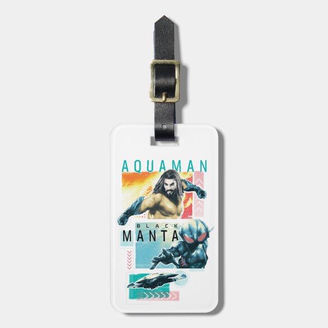 Étiquette À Bagage Aquaman| Moderniste Aquaman & Black Manta Graphic (Devant Vertical)