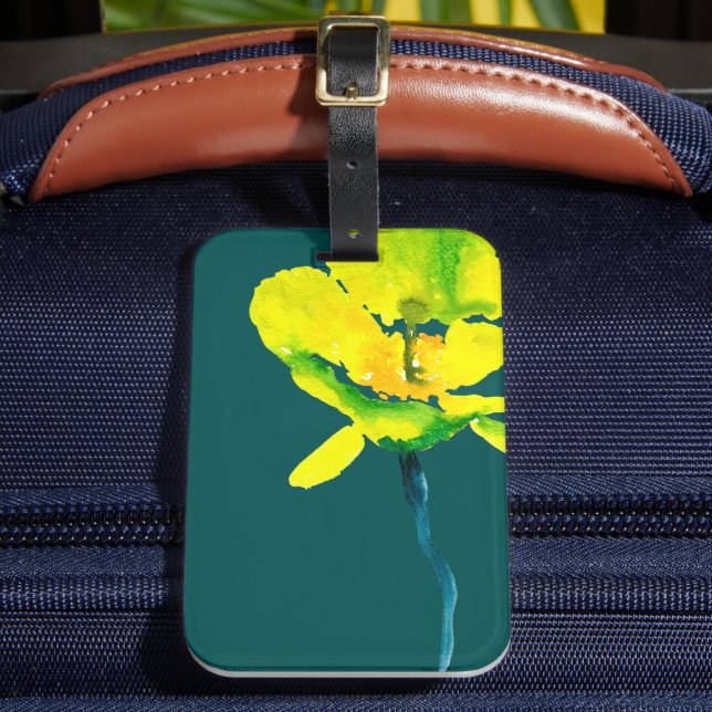 Étiquette À Bagage Aquarelle abstraite jaune lâche floral (Insitu Rectoal 2)