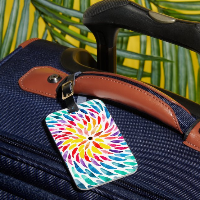 Étiquette À Bagage Aquarelle arc-en-ciel spirale abstraite (Insitu Rectoal 1)
