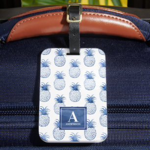 Étiquette À Bagage Aquarelle bleu blanc
