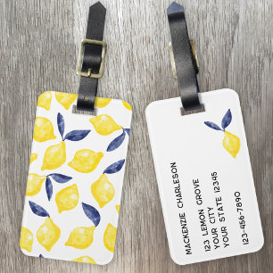 Étiquette À Bagage Aquarelle Citrus citron personnalisée