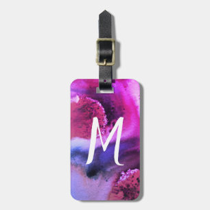 Étiquette À Bagage aquarelle d'art Abstrait : rose violet customisé