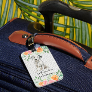 Étiquette À Bagage Aquarelle de chiot dalmate personnalisée