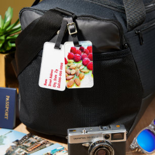 Étiquette À Bagage Aquarelle de framboises et d'amandes