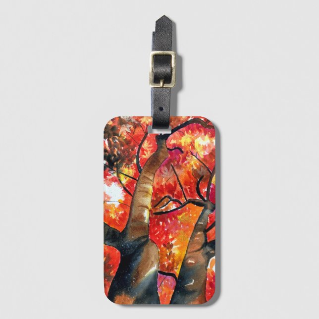 Étiquette À Bagage Aquarelle de l'érable japonais (Devant Vertical)