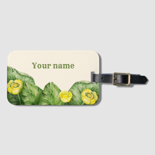 Étiquette À Bagage aquarelle de nénuphar jaune (Devant Horizontal)