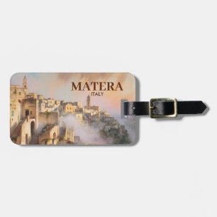 Étiquette À Bagage Aquarelle de voyage vintage Sassi di Matera Italie