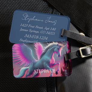 Étiquette À Bagage Aquarelle Fairytale Unicorn Pegacorn sac