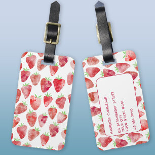 Étiquette À Bagage Aquarelle fraise