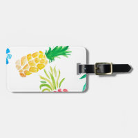 Aquarelle fruit jaune, rose et bleu ananas