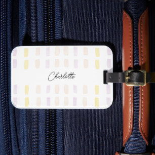 Étiquette À Bagage Aquarelle géométrique chic monogramme