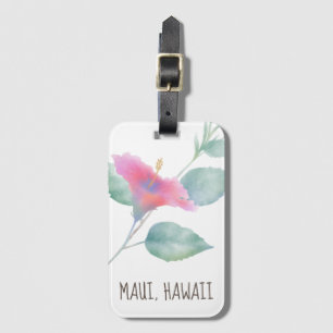 Étiquette À Bagage Aquarelle Hibiscus Maui Mariage
